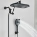 Black Rain Shower Head With Handheld Spray Set High Pressure 16" Adjustable Arm - view 7