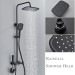 Black Shower System Rainfall Shower Faucet Fixtures Set W/Hand Shower Wall Mount - view 4