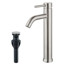 Brushed Nickel Tall Bathroom Faucet Single Handle Hole Sink Vanity Mixer W/Drain