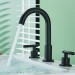 Black 8in Widespread Bathroom Sink Faucet 3 Holes Vanity Mixer Faucet With Drain - view 4