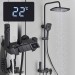 Black Bathroom Rainfall Shower Faucet Set Exposed Shower System With Mixer Valve - view 2