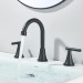Black Bathroom Sink Faucet 3 Holes 8in Widespread Vanity Mixer Faucet With Drain - view 7