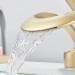 Brushed Gold Bathroom Sink Faucet Single Handle Waterfall Spout Vanity Mixer Tap - view 4