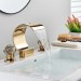 Gold Widespread Bathroom Faucet 3hole 2 Handle Waterfall Sink Vanity Basin Mixer - view 4