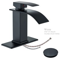 Black Waterfall Bathroom Faucet Sink Vanity Mixer Single Handle W/ Pop Up Drain