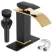 Black Gold Waterfall Bathroom Sink Faucet Single Handle Vanity Mixer With Drain - view 2