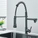 Black LED Kitchen Faucet Single Handle Swivel Sink Faucet With Pull Down Spray - view 6