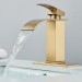 Brushed Gold Single Handle Bathroom Sink Faucet Waterfall Vanity Mixer W/Drain - view 4