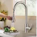 Kitchen Sink Faucet Brushed Nickel Single Handle Swivel Pull Down Sprayer Mixer - view 3