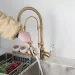Pull Down Kitchen Sink Faucet Gold Single Hole Deck Mount Mixer Tap - view 5