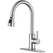 Kitchen Sink Faucet Brushed Nickel Single Handle Swivel Pull Down Sprayer Mixer - view 2