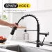 Kitchen Faucet Swivel Single Handle Sink Pull Down Sprayer Mixer Tap Deck Plate Matt Black - view 4
