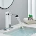 Single Handle Bathroom Sink Faucet Chrome Waterfall Vanity Basin Mixer Tap With Cover - view 2