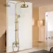 Antique Brass Shower Faucet Rain Round Head Hand Held Spray Wall Mount Mixer Tap - view 5