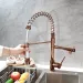 Kitchen Faucet Rose Gold Swivel&Pull Down Spout Deck Mount Brass Mixer Basin Tap - view 2