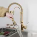 Pull Down Kitchen Sink Faucet Gold Single Hole Deck Mount Mixer Tap - view 6