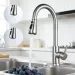 Kitchen Sink Faucet Brushed Nickel Single Handle Swivel Pull Down Sprayer Mixer - view 2