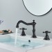 Oil Rubbed Bronze Widespread Bathroom Sink Vanity Faucet 3 Hole 2 Handle W/Drain - view 3