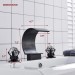 Matte Black 3 Holes Sink Faucet Waterfall Bathroom Basin Vanity Mixer 2 Handle - view 7