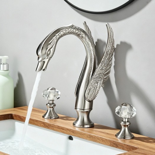 Brushed Nickel 8 In Widespread Bathroom Sink Faucet 3 Hole 2 Handle Vanity Mixer