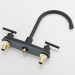 Matte Black Kitchen Faucet 2 Handle 4 Hole Sink Mixer Faucet With Side Sprayer - view 11