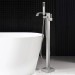 Free Standing Bathtub Faucet Brushed Nickel Floor Mount Tub Filler Mixer Shower - view 3