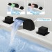 Matte Black LED Bathroom Sink Faucet 3 Hole Widespread 2 Handle Vanity Mixer Tap - view 3