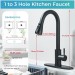 Matte Black Kitchen Faucet Single Handle Pull Down Sprayer Swivel Sink Mixer Tap - view 9
