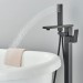 Floor Mount Bathroom Tub Filler Black Freestanding Bathtub Faucet W/ Hnad Shower - view 4