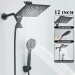 Black 12 In Rain Square Shower Head With Handheld Spray High Pressure Adjustable - view 2