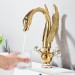 Gold Swan Bathroom Sink Faucet 1 Hole Vanity Mixer Dual Handle Swivel Spout Taps - view 2