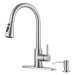 Brushed Nickel Kitchen Faucet Sink Mixer Pull Down Sprayer With Soap Dispenser - view 2
