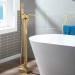 Brushed Gold Bathtub Faucet Freestanding Tub Filler Mixer Spout With Hand Shower - view 2