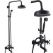 Matte Black Rainfall Bathroom Shower System Set Tub Filler Faucet W/Handshower - view 3