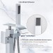 Chrome Freestanding Tub Faucet With Handheld Shower Floor Mount Bathtub Faucet - view 7