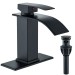 Bathroom Sink Faucet Black Waterfall Basin Vanity Mixer Single Handle With Drain - view 2