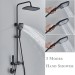 Black Shower System Rainfall Shower Faucet Fixtures Set W/Hand Shower Wall Mount - view 5