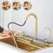 Flying Rain Stainles Steel Waterfall Kitchen Sink W Pull Down Faucet Gold 29.5in - view 10