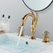 Gold Swan Bathroom Basin Sink Faucet 3 Hole 2Handle 8"Widespread Sink Mixer Taps - view 3