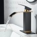 Black Gold Waterfall Bathroom Sink Faucet Single Handle Vanity Mixer With Drain - view 5