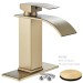 Brushed Gold Single Handle Bathroom Sink Faucet Waterfall Vanity Mixer W/Drain - view 2