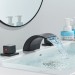 Matte Black LED Bathroom Sink Faucet 3 Hole Widespread 2 Handle Vanity Mixer Tap - view 4