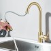 Brushed Gold Kitchen Faucet Single Handle Sink Mixer Taps With Pull Down Sprayer - view 7