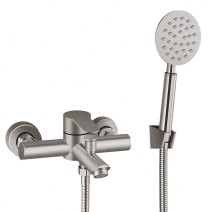Brushed Nickel Bathtub Shower Faucet Wall Mount Tub Filler With Handheld Sprayer
