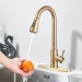 Brushed Gold Kitchen Sink Faucet Pull Down Sprayer Swivel Single Handle Mixer - view 4