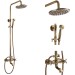 Antique Brass 8" Round Rain Shower Head Combo Exposed Shower Faucet Set System - view 2