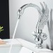 Chrome Swan Bathroom Sink Faucet 1 Hole Dual Crystal Knobs Vanity Basin Faucet - view 5