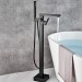 Matte Black Bathtub Faucet Floor Mount Freestanding Tub Filler With Hand Shower - view 2