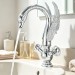 Chrome Swan Bathroom Sink Faucet 1 Hole Dual Crystal Knobs Vanity Basin Faucet - view 2