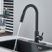 Matte Black Kitchen Sink Faucet Swivel Single Handle Pull Down Sprayer Mixer Tap - view 4